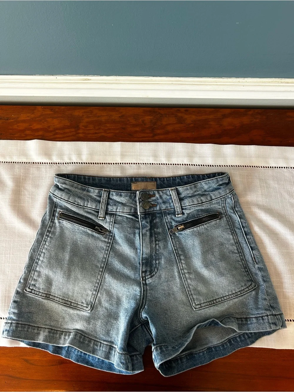Kut from the Kloth Light Blue High-Rise Denim Shorts
